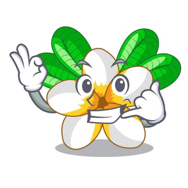 Bana çiçek frangipani maskot vektör illüstrasyon izole de