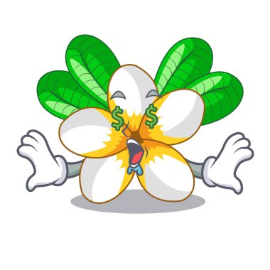 Para göz çiçek frangipani maskot vektör illüstrasyon izole