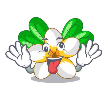 Deli çiçek frangipani maskot vektör illüstrasyon izole