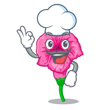 Şef Petunya Çiçek sapı karikatürler vektör çizim üzerinde