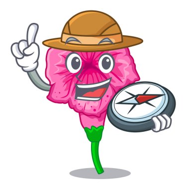 Karakter tencere vektör çizim Gezgini Petunya çiçek yetişir