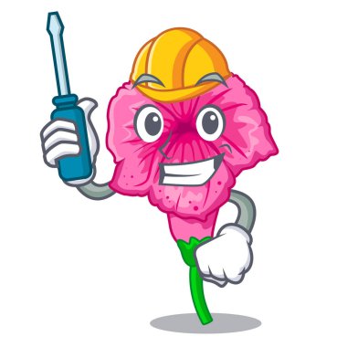 Bir maskot çiçek sepeti vektör çizim içinde otomotiv Petunya