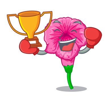 Bir maskot çiçek sepeti vektör çizim kazanan Petunya boks