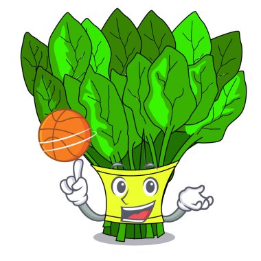 Basketbol ıspanak ile bir çizgi film sepet vektör çizim