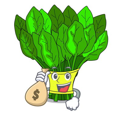 Para çantası ıspanaklı içinde bir karikatür sepet vektör çizim