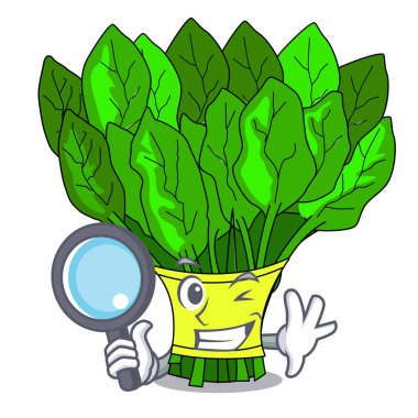 Bir çizgi film plaka vektör çizim üzerinde Dedektif sebze ıspanak