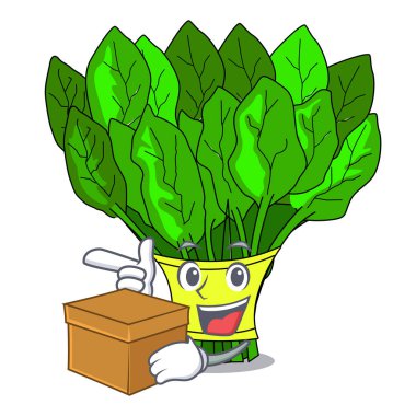 Bir çizgi film plaka vektör çizim üzerinde sebze ıspanak kutusunu