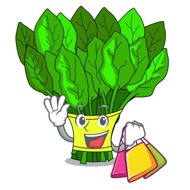 Bir çizgi film plaka vektör çizim üzerinde alışveriş sebze ıspanak