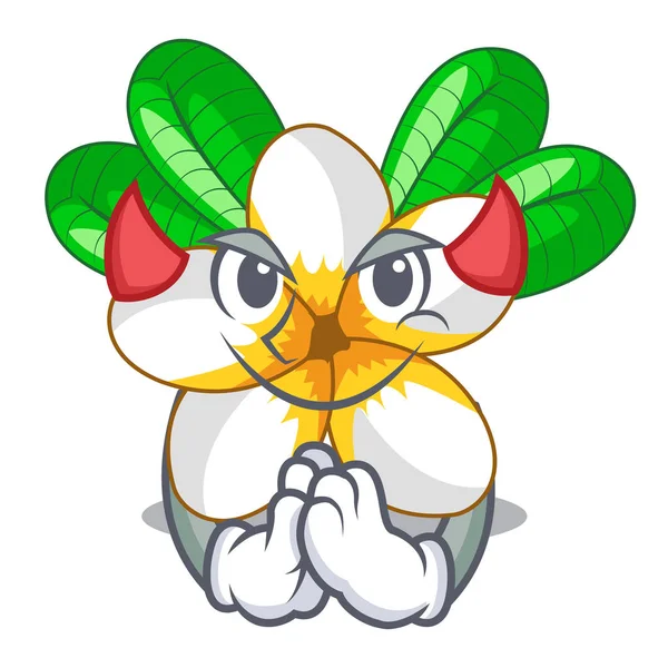 Fleur Diable Frangipani Dans Illustration Vectorielle Arbre Dessin Animé — Image vectorielle