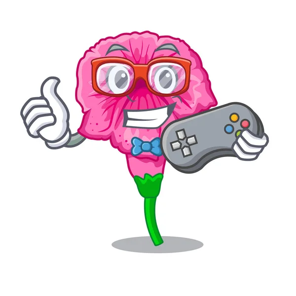 Gamer Petunia Flor Crece Macetas Carácter Vector Ilustración — Vector de stock