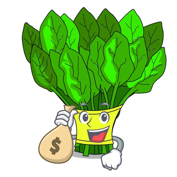 Para çantası ıspanaklı içinde bir karikatür sepet vektör çizim