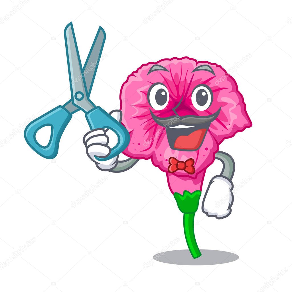 Barber petunia flowers on cartoon home page vector illustration