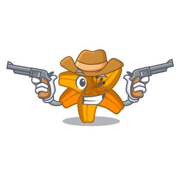 Kovboy tiger lily çizgi film form vektör çizim çiçek