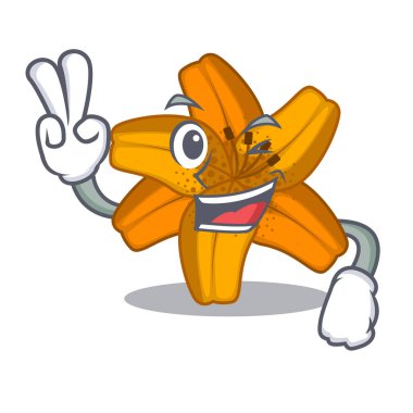 İki parmak tiger lily çiçekler pot karakter esnaf vektör