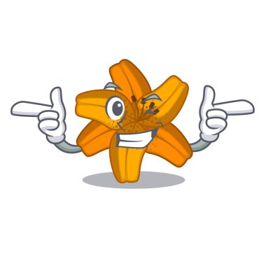 Pot karakter vektör esnaf Wink tiger lily çiçek