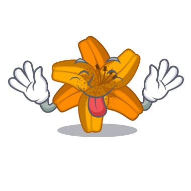 Maskot vektör illüstrasyon izole tiger lily çiçek dışarı dil