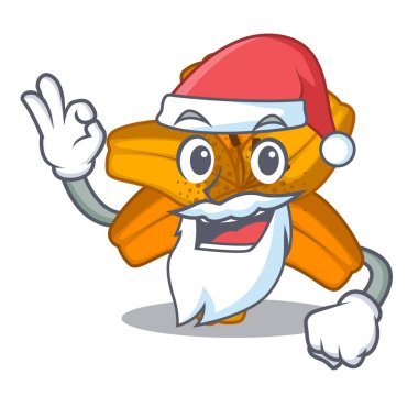Maskot vektör illüstrasyon izole Santa tiger lily çiçek