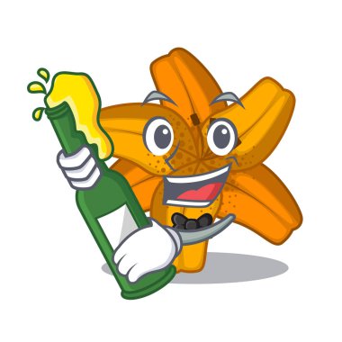 Maskot vektör illüstrasyon izole bira tiger lily çiçek ile