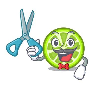 Çizgi film cam vektör çizim yeşil limon dilimleri berber