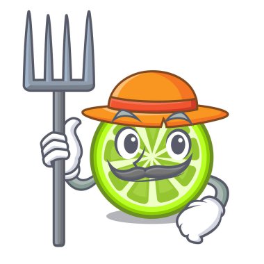 Çizgi film cam vektör çizim çiftçi yeşil limon dilimlerini