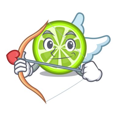 Aşk tanrısı yeşil limon dilimleri çizgi film cam illüstrasyon vektör