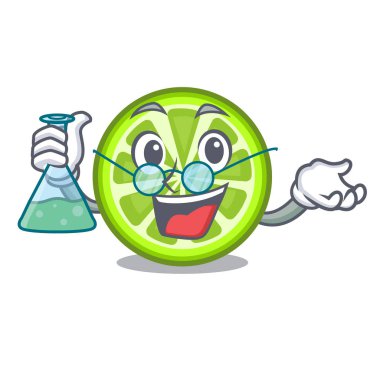 Çizgi film şişe vektör esnaf Profesör yeşil limon dilimlerini