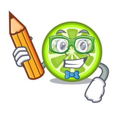 Öğrenci yeşil limon dilimleri çizgi film şişe esnaf vektör
