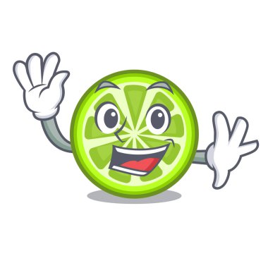 Yeşil limon dilimleri çizgi film şişe vektör esnaf içinde sallayarak