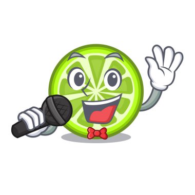 Yeşil limon dilimleri karakter buzdolabı vektör çizim içinde şarkı