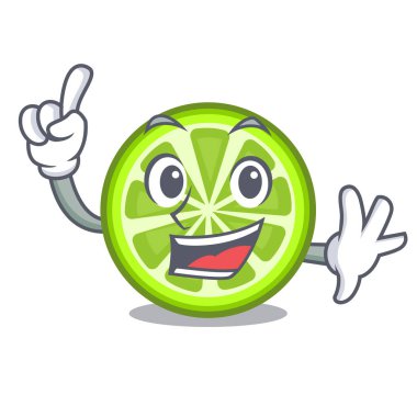 Maskot plaka vektör çizim parmak yeşil limon dilimleri