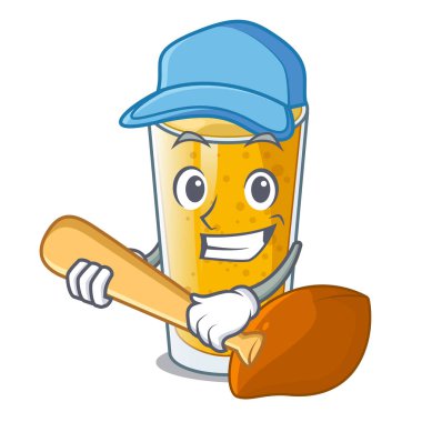 Beyzbol lassi mango bir çizgi film cam vektör esnaf oynarken