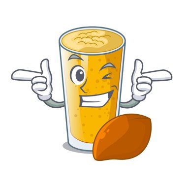 Mango Lassi bir çizgi film şişe vektör esnaf wink
