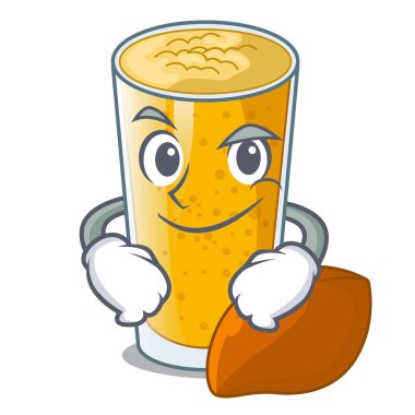 Bir çizgi film şişe vektör esnaf Smirking lassi mango