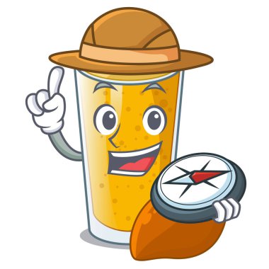 Explorer lassi mango maskot tablo vektör esnaf üzerinde