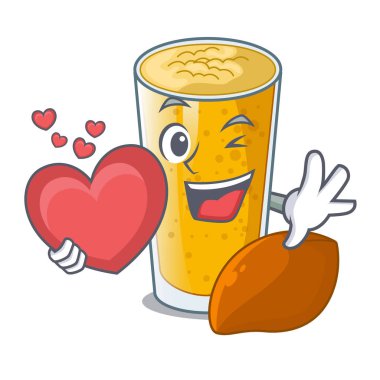 Maskot tablo vektör esnaf üzerinde kalp lassi mango ile