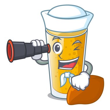 Denizci maskot tablo vektör esnaf üzerinde dürbün lassi mango ile