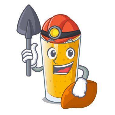 Madenci lassi mango maskot tablo vektör esnaf üzerinde