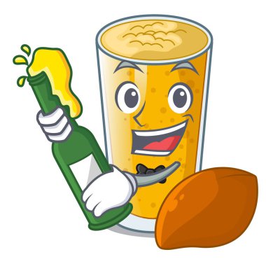 Karakter buzdolabı vektör esnaf ile bira lassi mango