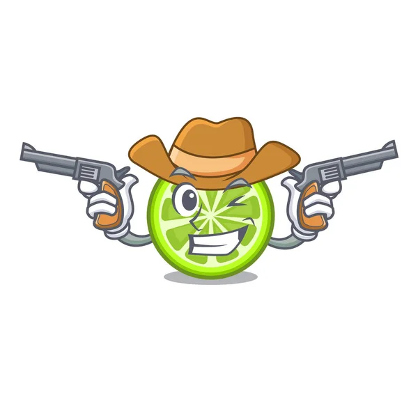 Cowboy Fette Limone Verde Cartone Animato Vettoriale Illustrazione — Vettoriale Stock