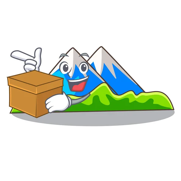 Con Caja Montaña Miniatura Forma Carácter Vector Ilustración — Vector de stock