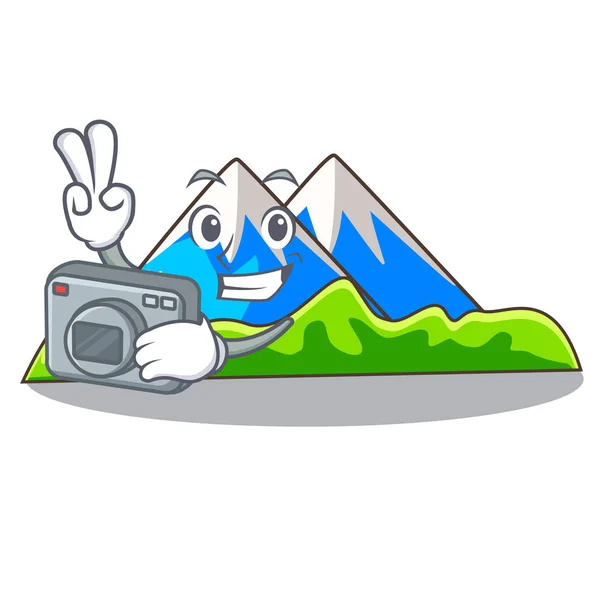 Fotógrafo Paisaje Montaña Aislado Ilustración Vector Mascota — Vector de stock