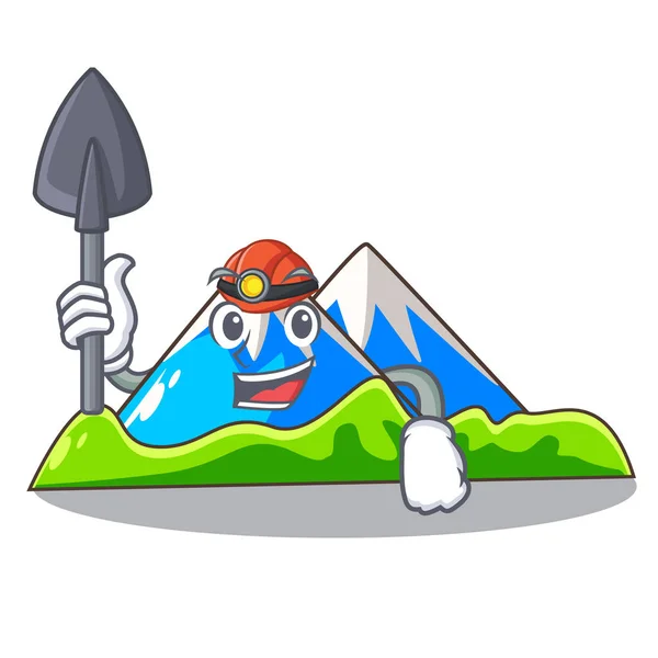 Paisaje Montaña Minero Aislado Ilustración Vector Mascota — Vector de stock