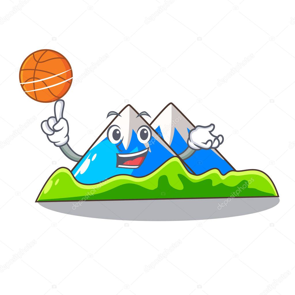 With basketball beautiful mountain in the cartoon form vector illustration