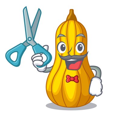 Kuaför kabak dilimleri bir karikatür kase vektör çizim