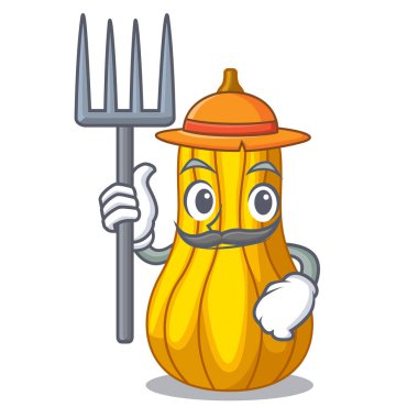 Çiftçi kabak dilimleri bir karikatür kase vektör çizim