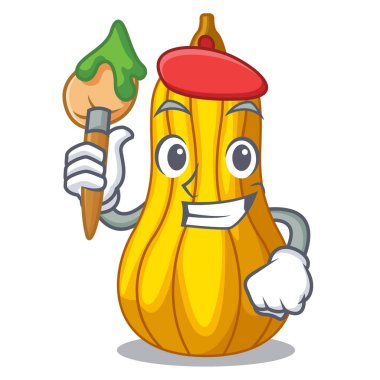 Sanatçı kabak dilimleri bir karikatür kase vektör çizim