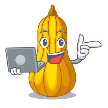 Dizüstü kabak dilimleri ile bir çizgi film kase vektör çizim