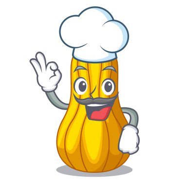 Şef soğuk kabak suyu karakter şişe vektör çizim