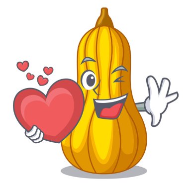 Çizgi film ahşap kutu vektör çizim ile kalp squash meyve