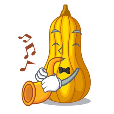 Çizgi film ahşap kutu vektör çizim ile trompet squash meyve